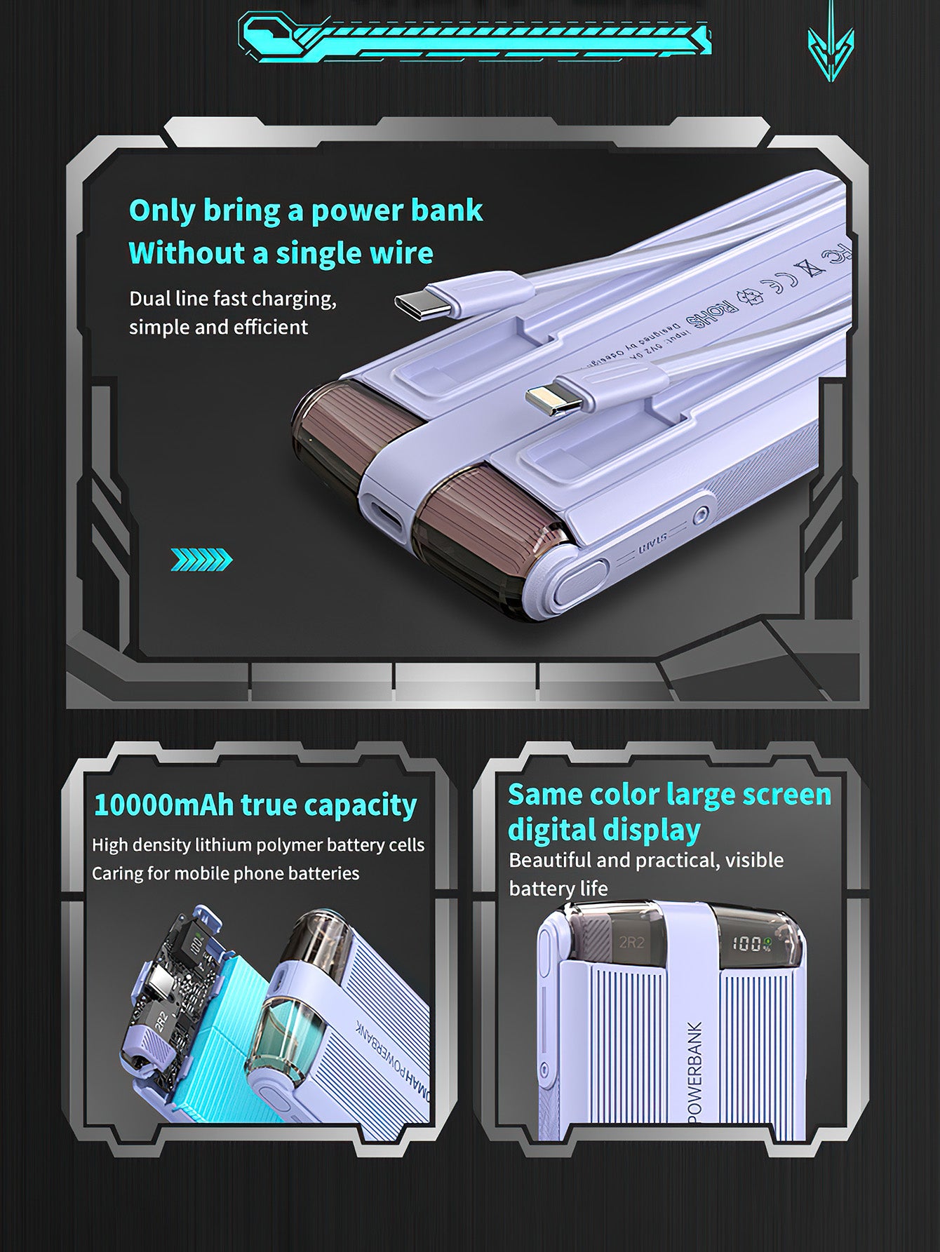 22.5W Super Fast Charging with Dual Built-in Cables - 4 Colours